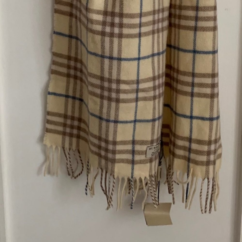 NWT Burberry Scarf - Tan with Light Blue